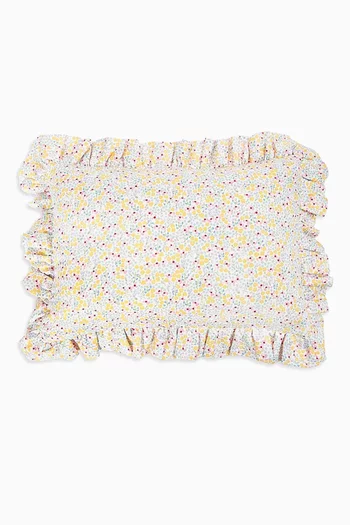 Wildflower Garden Frill Cushion in Linen