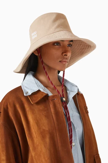 Logo-embroidered Hat in Cotton-denim