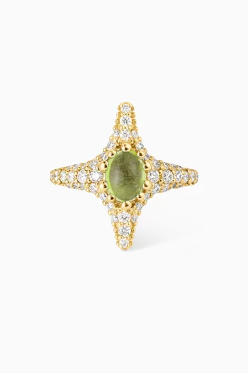 Selene Diamond & Peridot Single Ear Cuff in 18kt Yellow Gold