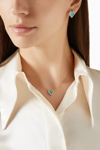 My Heart Diamond & Turquoise Necklace in 18kt Gold