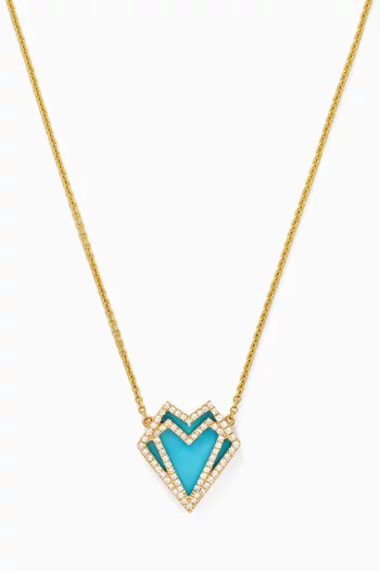 My Heart Diamond & Turquoise Necklace in 18kt Gold