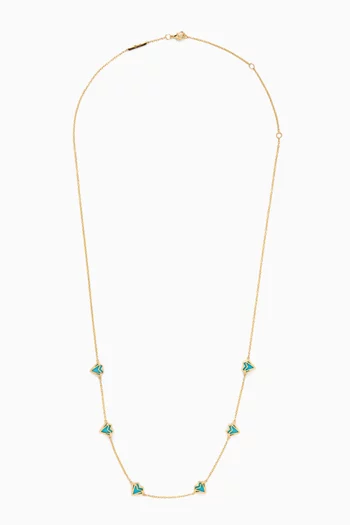 My Heart Turquoise 6 Hearts Necklace in 18kt Gold