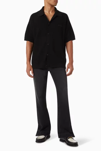 Button-down Shirt in Crochet Mesh