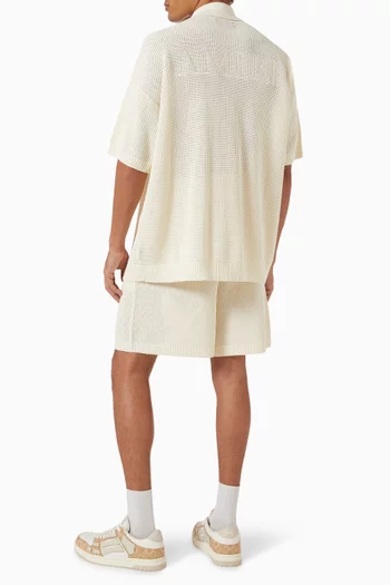 Button-down Shirt in Crochet Mesh
