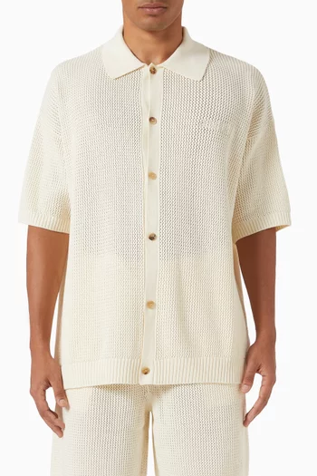Button-down Shirt in Crochet Mesh
