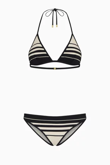 Striped Knit Bikini Set in Nylon Blend