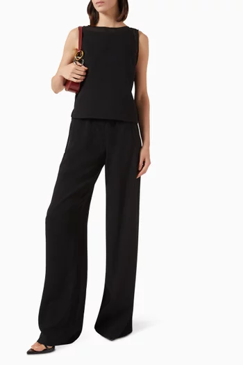 بنطال ستيلا بقصة ساق واسعة كريب ستان