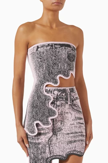 Pomelo Wavy Window-print Bra Top