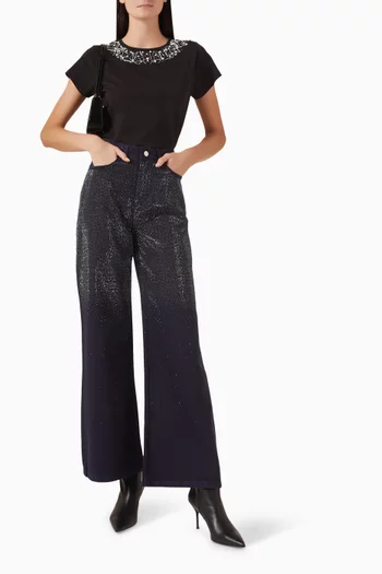 بنطال جينز مطرز بالكريستال دينم