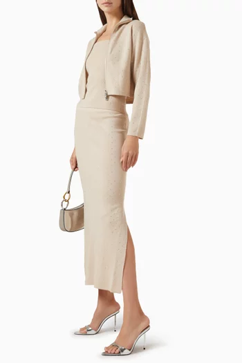 بلوزة بلا أكمام بفتحة رقبة مربعة نسيج صوف