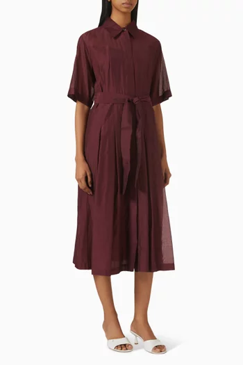 Foggia Belted Midi Dress in Cotton-silk