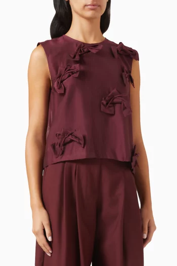 بلوزة بعقدة قطن وحرير