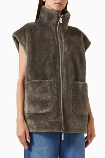 Reversible Zip Shearling Gilet