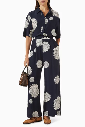 بنطال إيزولا بطبعة حرير وكريب