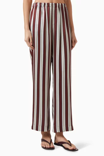 بنطال روزا بنقشة مخططة حرير شارموز