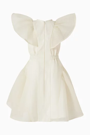 فستان على شكل حرف A بكشكش تول