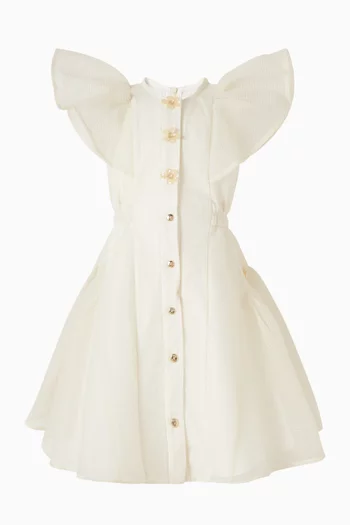 فستان على شكل حرف A بكشكش تول