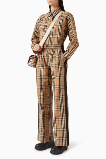 بنطال بنقشة مربعات قطن