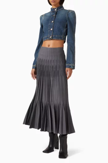 جاكيت بفتحة رقبة بياقة عالية دينم