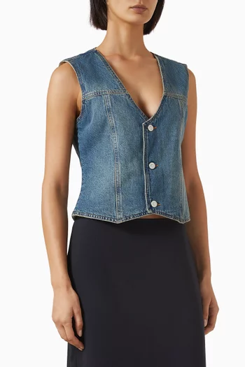 Button-up Waistcoat in Denim