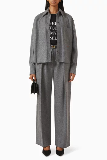 قميص قصير بأكمام طويلة مزيج كشمير