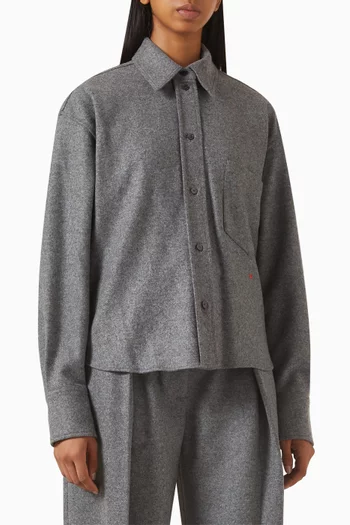 قميص قصير بأكمام طويلة مزيج كشمير