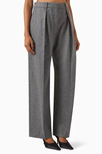 بنطال بقصة ساق واسعة مزيج كشمير وصوف