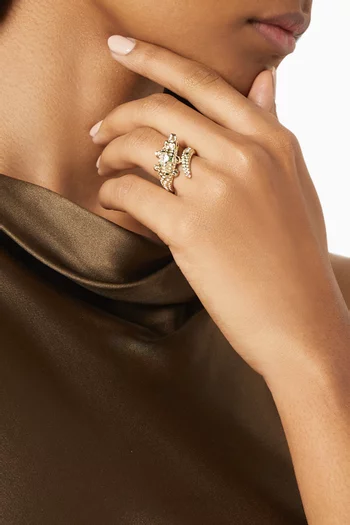 Crocodile Diamond Ring in 9kt Yellow Gold