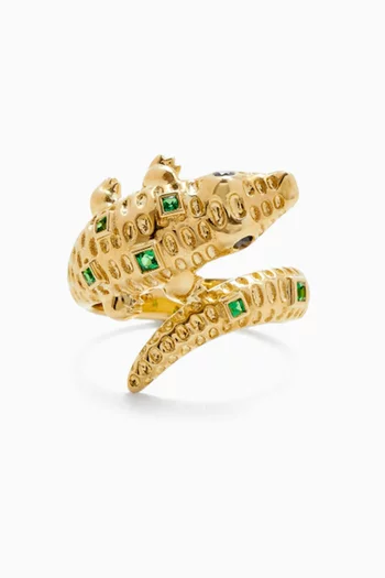 Crocodile Diamond Ring in 9kt Yellow Gold