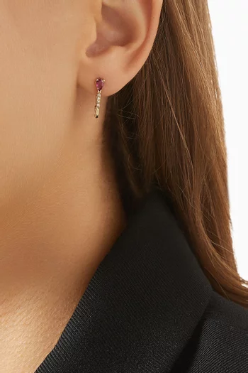 Mini Gemstone & Diamond Single Safety-pin Earring in 14kt Gold