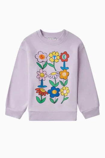 Floral-print Sweatshirt in Organic Cotton