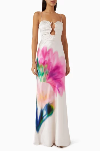 Dahlia Blossom Gown in Silk Satin