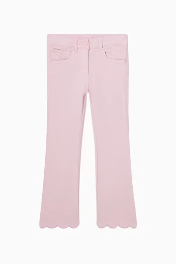 Scalloped-edge Jeans in Cotton-gabardine