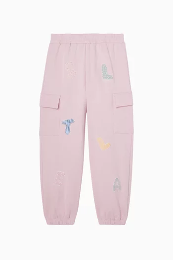 بنطال رياضي كارغو برقعة شعار الماركة مزيج قطن