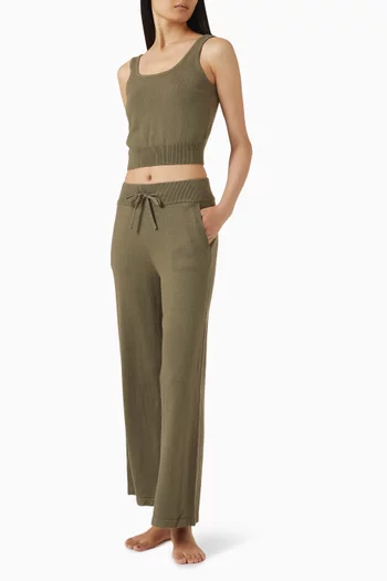 بلوزة قصيرة منسوجة بلا أكمام مزيج قطن معاد تدويره