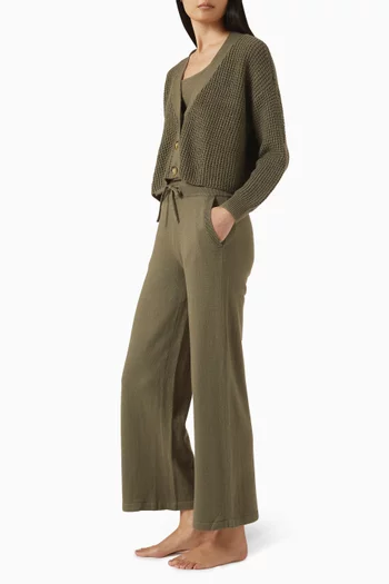 كارديغان قصير منسوج مزيج قطن معاد تدويره