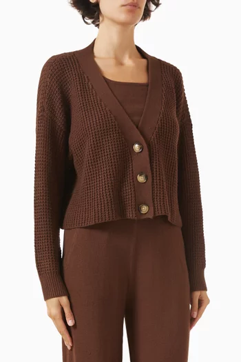 كارديغان قصير بنمط سترة مزيج قطن معاد تدويره