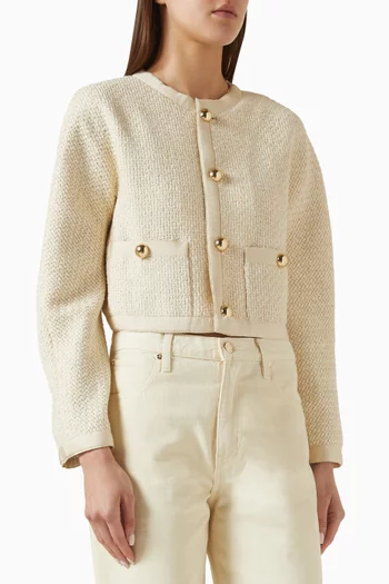 جاكيت بأشرطة مزيج صوف