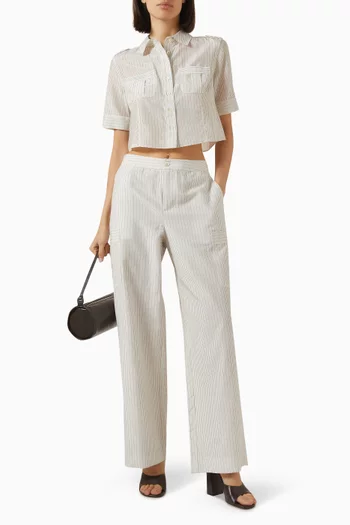 Stripe Utility Shirt in Cotton-silk
