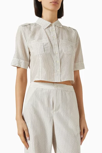 Stripe Utility Shirt in Cotton-silk