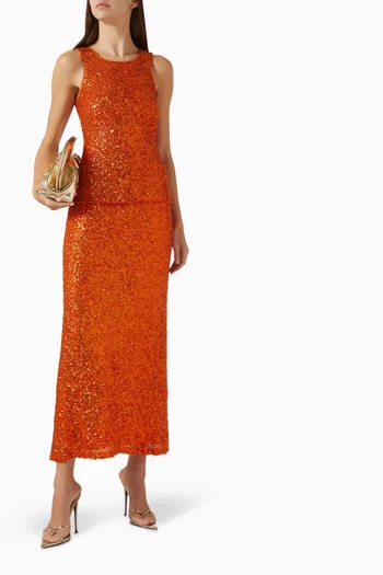 بلوزة بلا أكمام مطرزة بالترتر