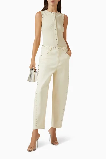 Studded Barrel-fit Jeans in Denim