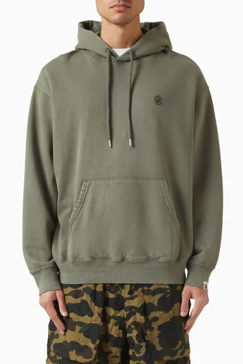 Garment Dye One Point Pullover Hoodie in Cotton