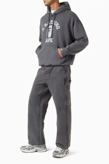 Garment Dye College Pullover Hoodie in Cotton