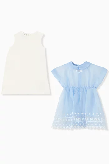Logo-embroidered Dress in Silk-organza