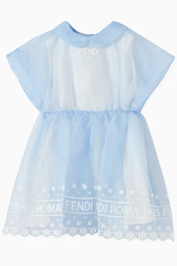 Logo-embroidered Dress in Silk-organza