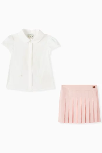 Pleated Polo Dress in Cotton-poplin