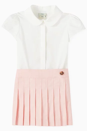 Pleated Polo Dress in Cotton-poplin
