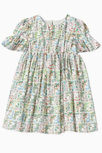 FF-print Dress in Cotton-poplin
