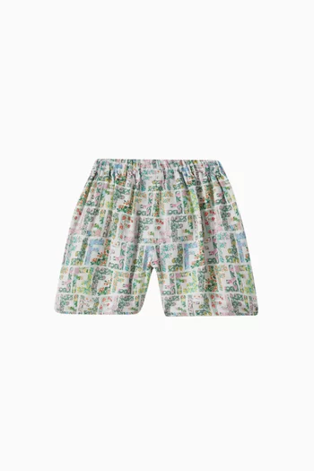 FF-print Shorts in Cotton-poplin